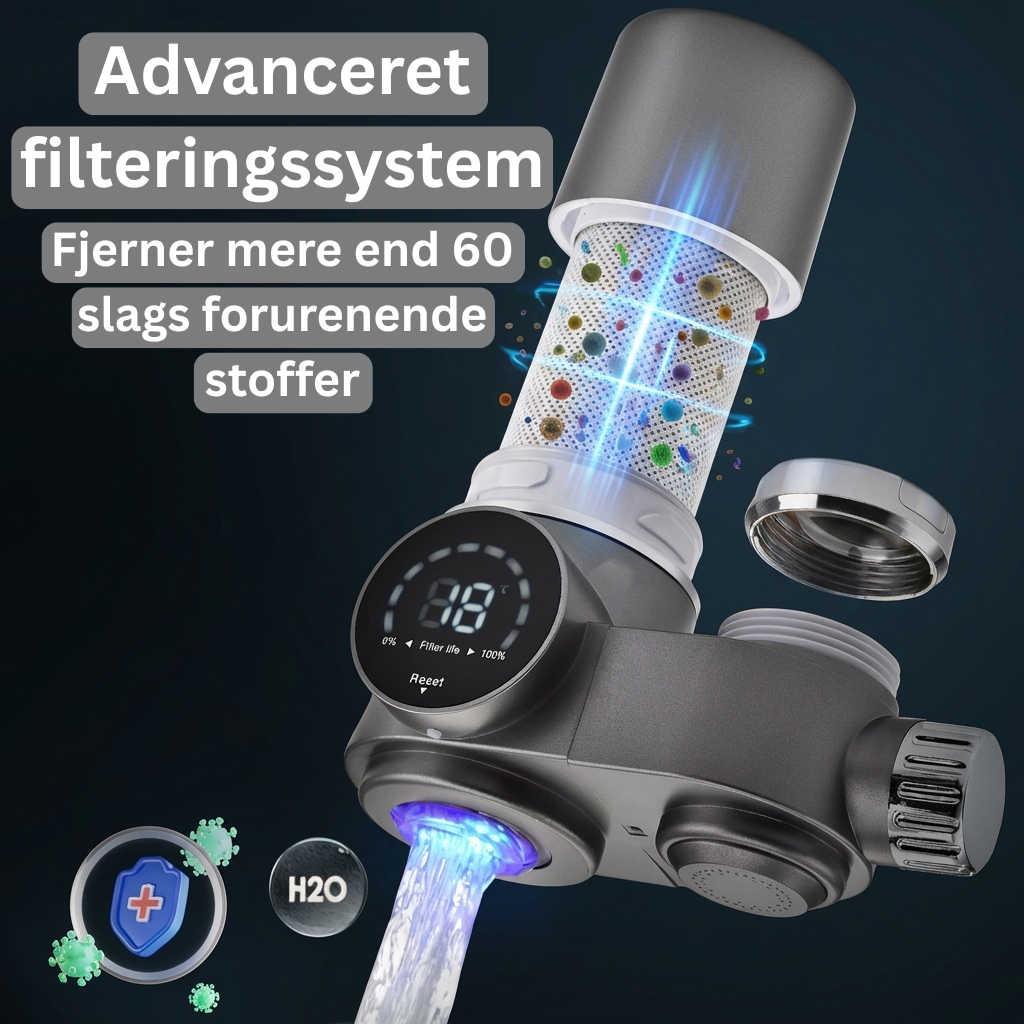 8-lags UV Vandfilter – Fjerner Klor, Kalk & Urenheder