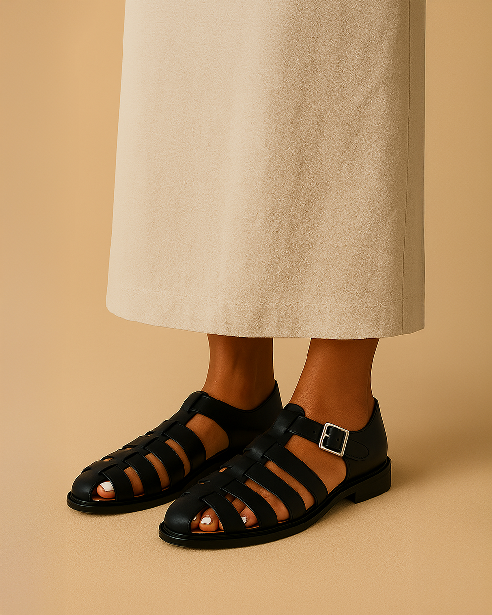 Renaud | Elegant lukket sandal med rem og spænde