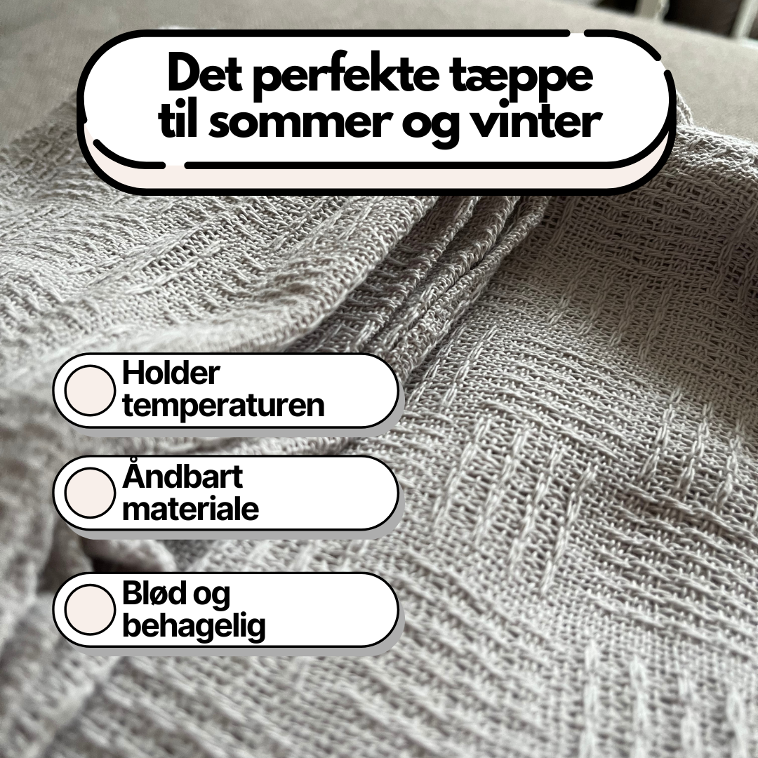 100% Bomuld Vaffelvævet Tæppe i King Size (200x230cm)