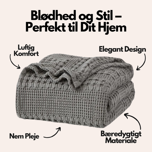 100% Bomuld Vaffelvævet Tæppe i King Size (200x230cm)