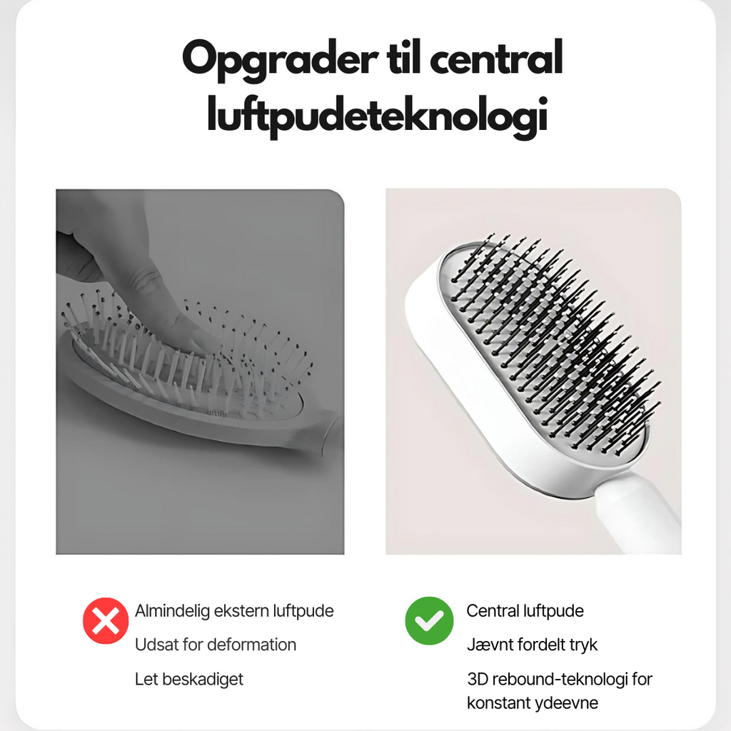 QuickClean™ Hårbørste - Fjerner fastsiddende hår og masserer hovedbunden