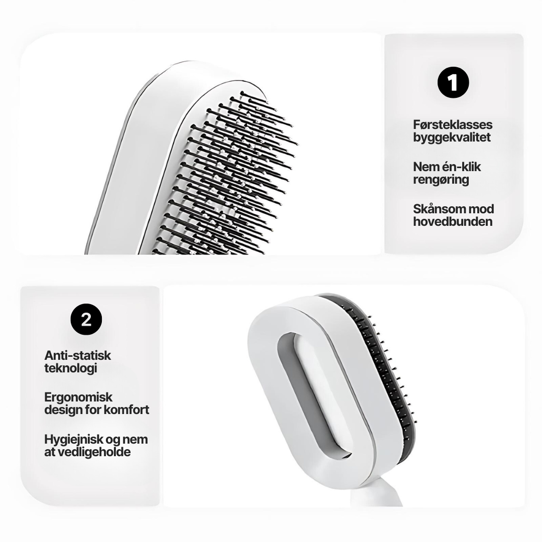 QuickClean™ Hårbørste - Fjerner fastsiddende hår og masserer hovedbunden