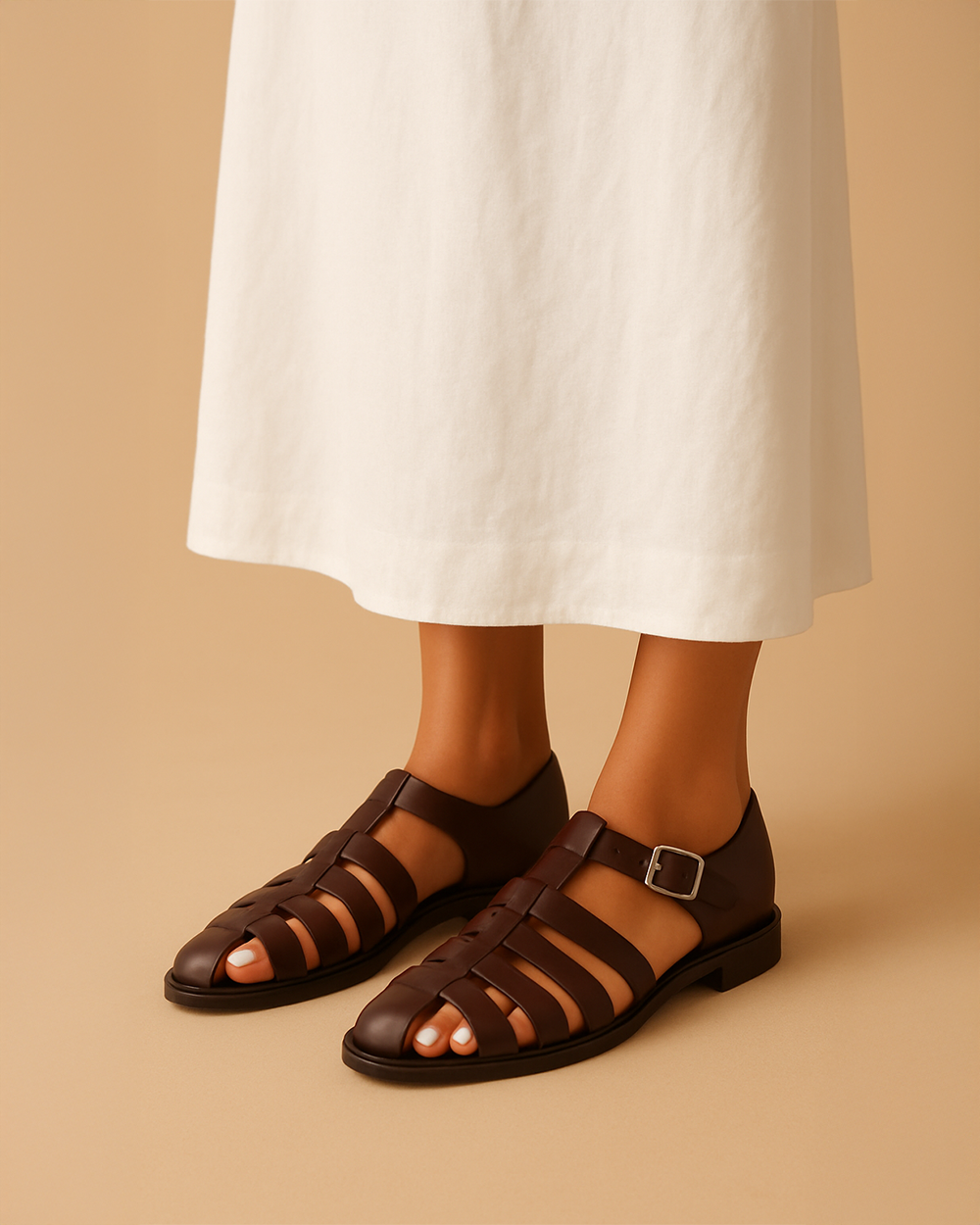 Renaud | Elegant lukket sandal med rem og spænde