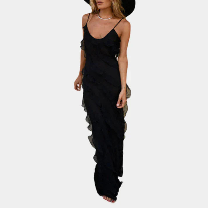 Cathrine | Elegant Maxikjole med Volanter