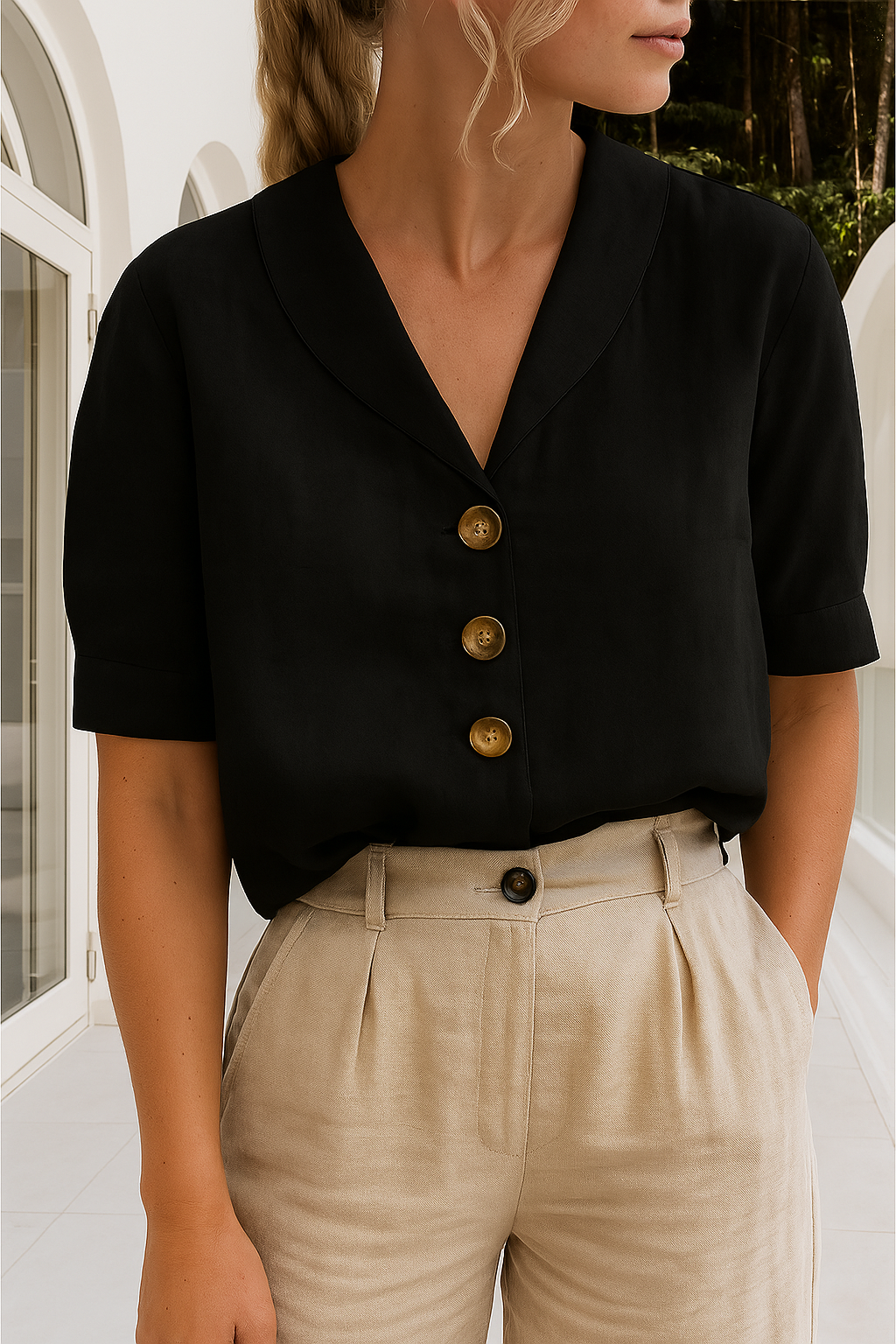 Christina – Let bluse i hør-bomuld