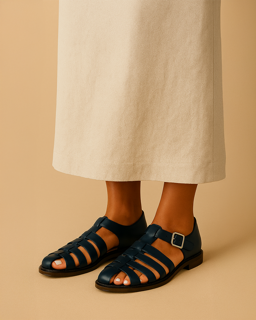 Renaud | Elegant lukket sandal med rem og spænde