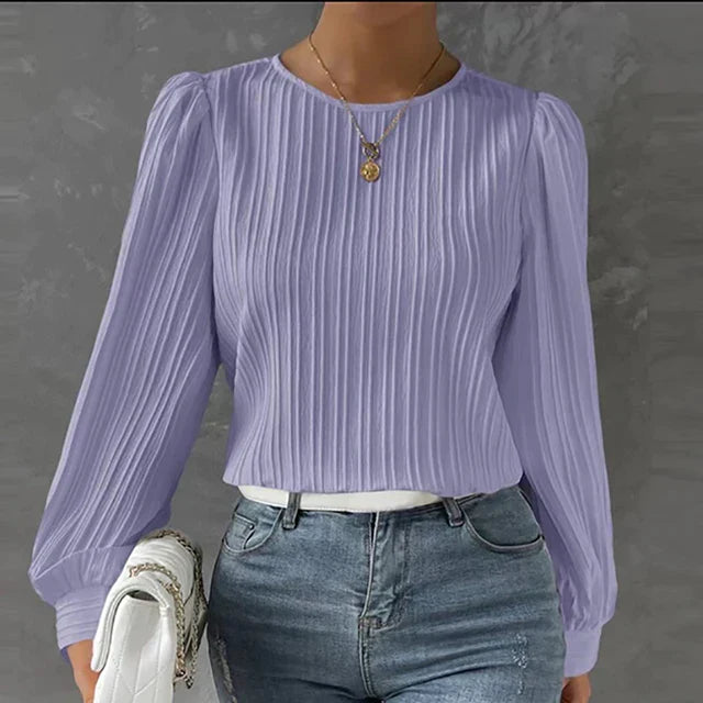 Lise | Elegant Plisseret Langærmet Top