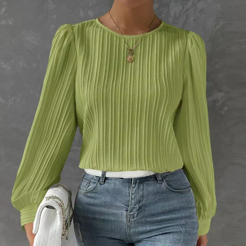 Lise | Elegant Plisseret Langærmet Top