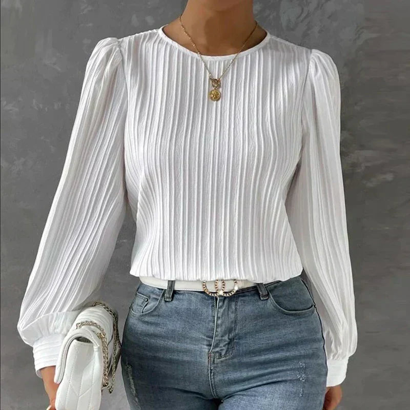 Lise | Elegant Plisseret Langærmet Top