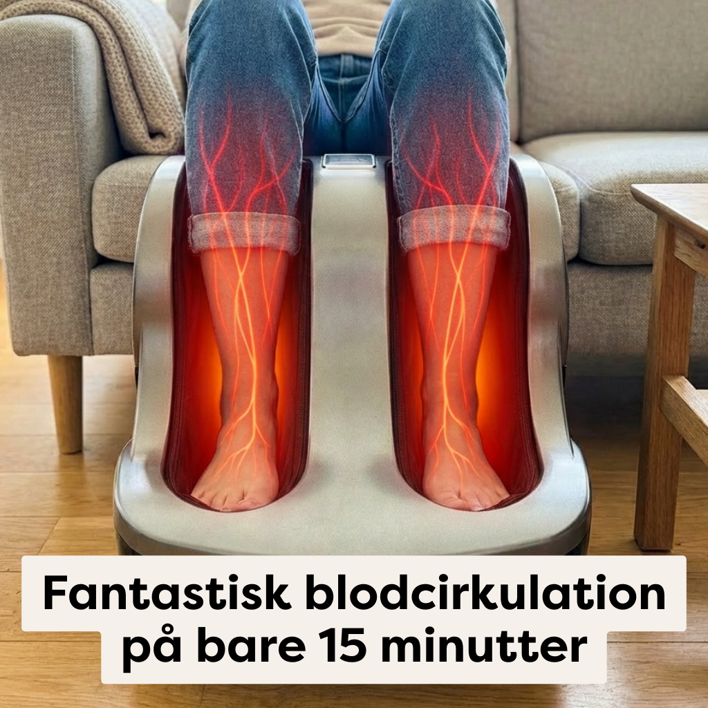 Fod- & Lægmassageapparat Premium med Varme – Mod Tunge Ben & Hævelse