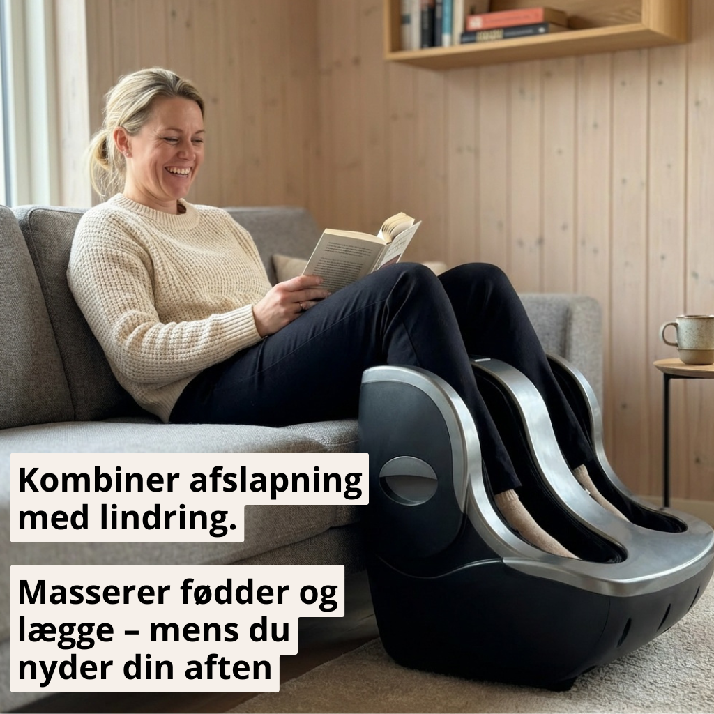 Fod- & Lægmassageapparat Premium med Varme – Mod Tunge Ben & Hævelse