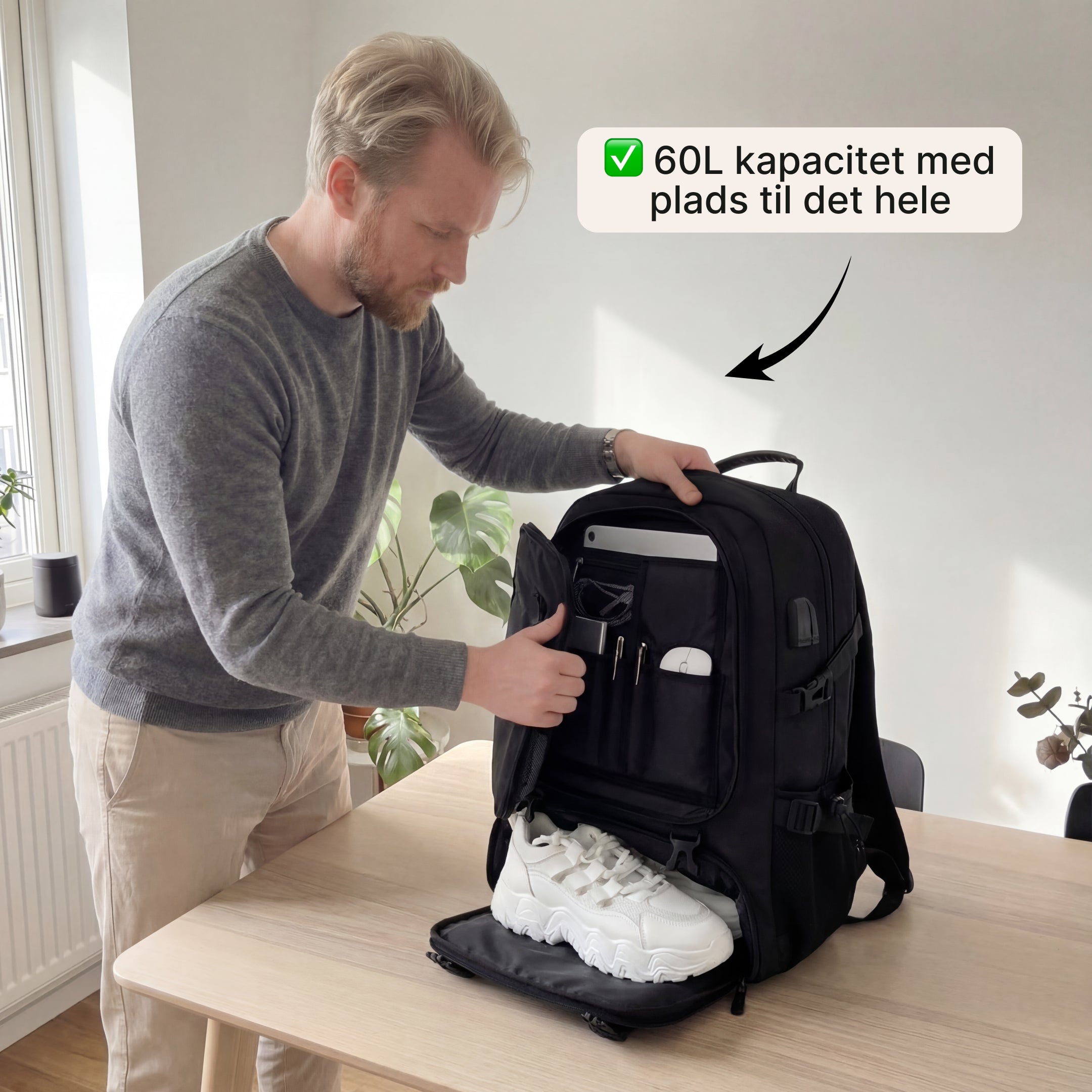 TravelPack 60L – Rejserygsæk med laptoprum