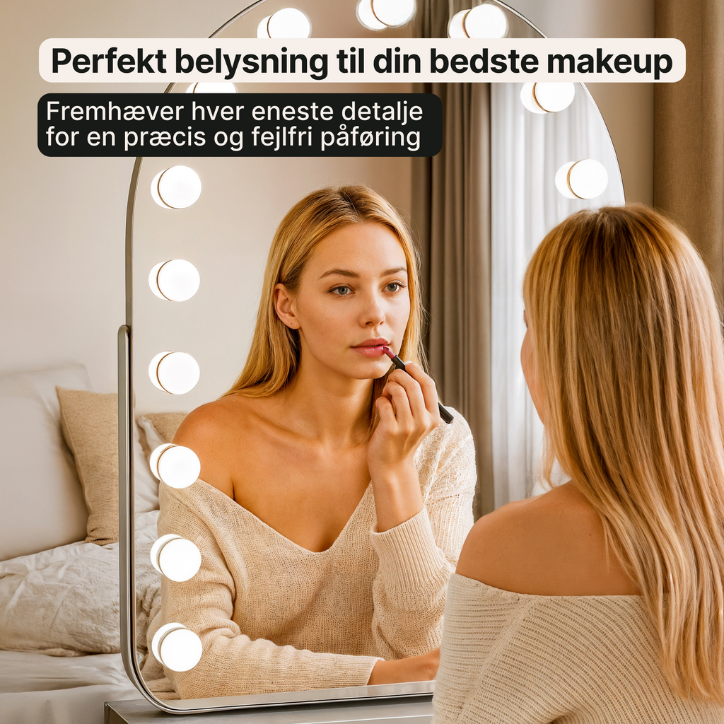 Hollywood-spejl med LED-lys