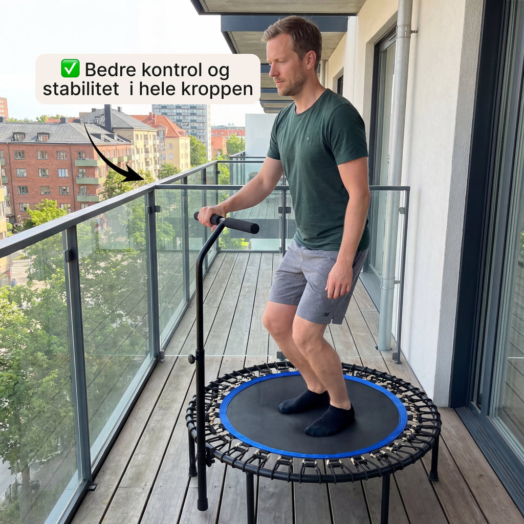 JumpTrainer Pro – Fitness-trampolin med håndtag