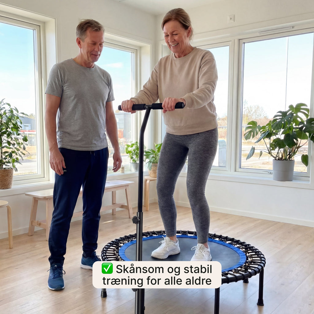 JumpTrainer Pro – Fitness-trampolin med håndtag