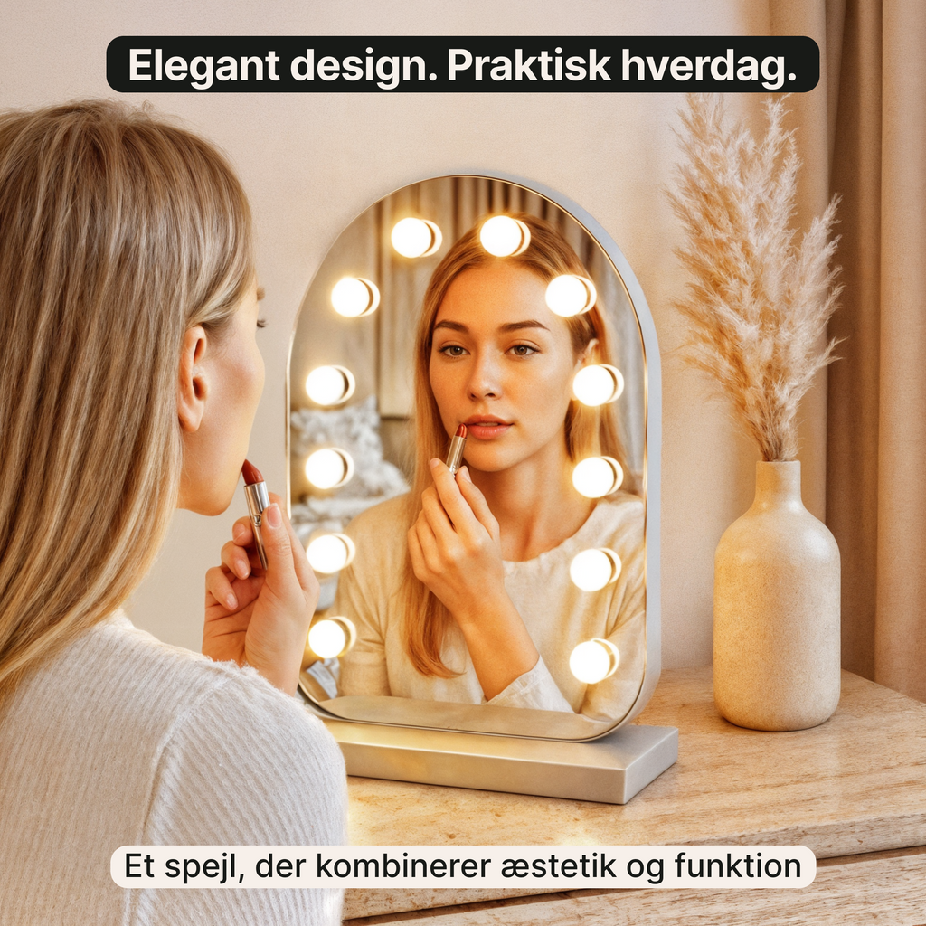 Hollywood-spejl med LED-lys