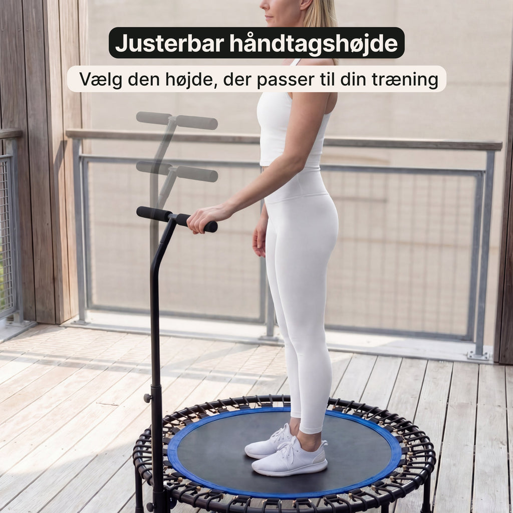 JumpTrainer Pro – Fitness-trampolin med håndtag