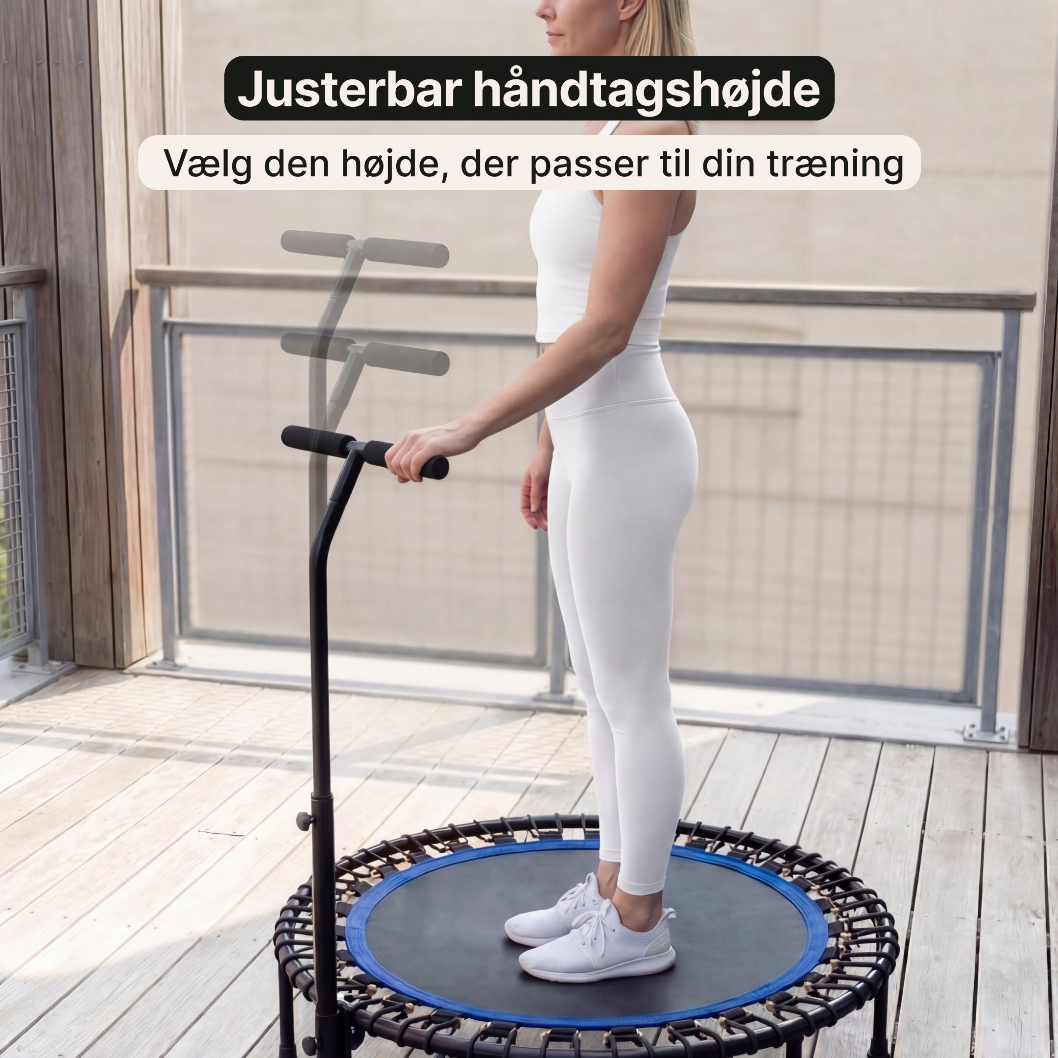 JumpTrainer Pro – Fitness-trampolin med håndtag