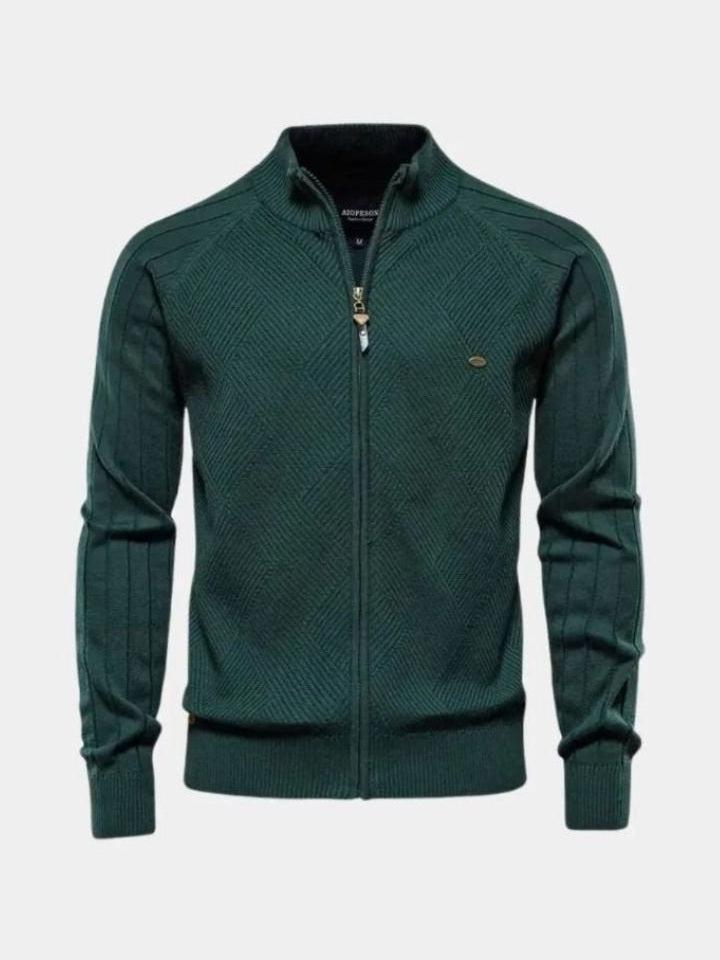 Jacquard | Strikcardigan med Lynlås