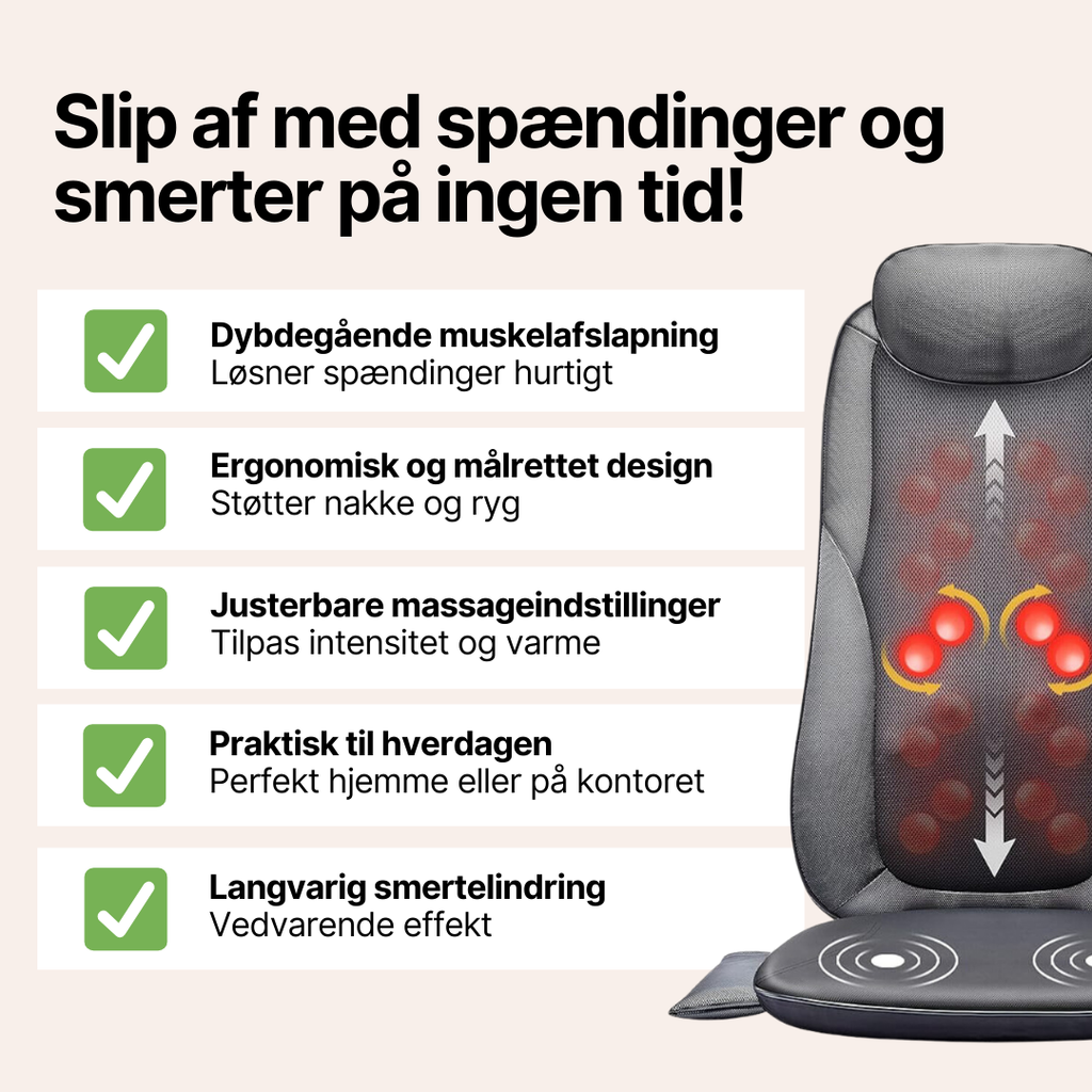 ShiatsuComfort+ - Elektrisk Massagestol Med Shiatsu Funktion
