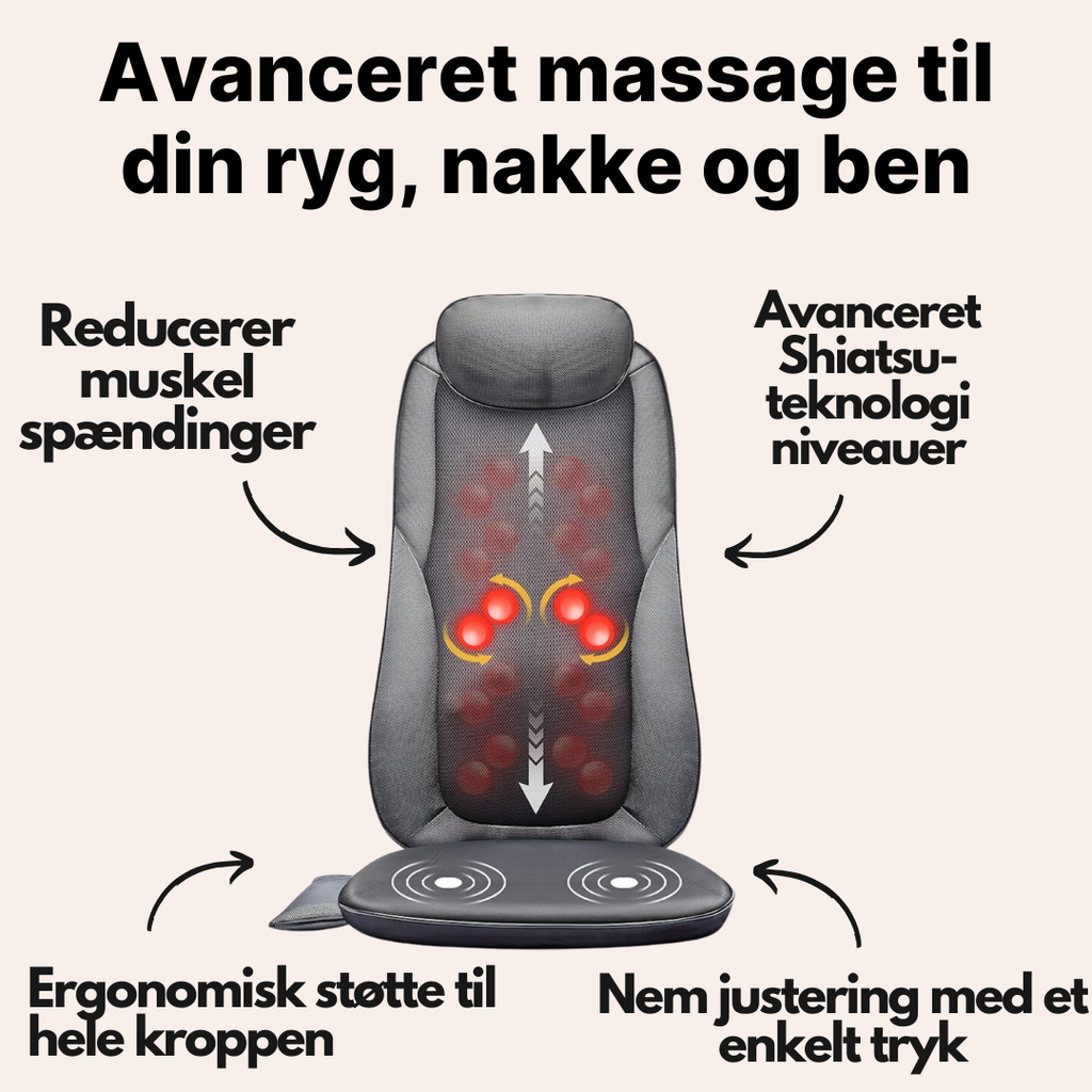 ShiatsuComfort+ - Elektrisk Massagestol Med Shiatsu Funktion