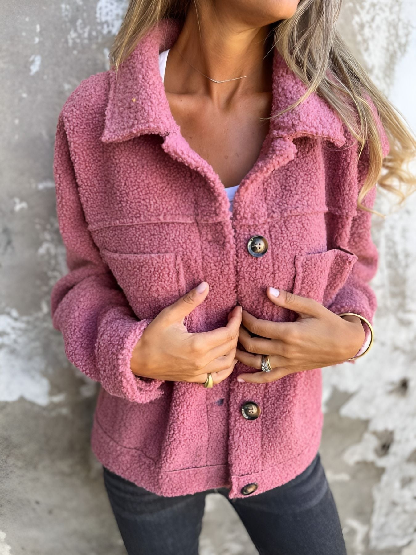 Lea | Varm & stilfuld teddyfrakke