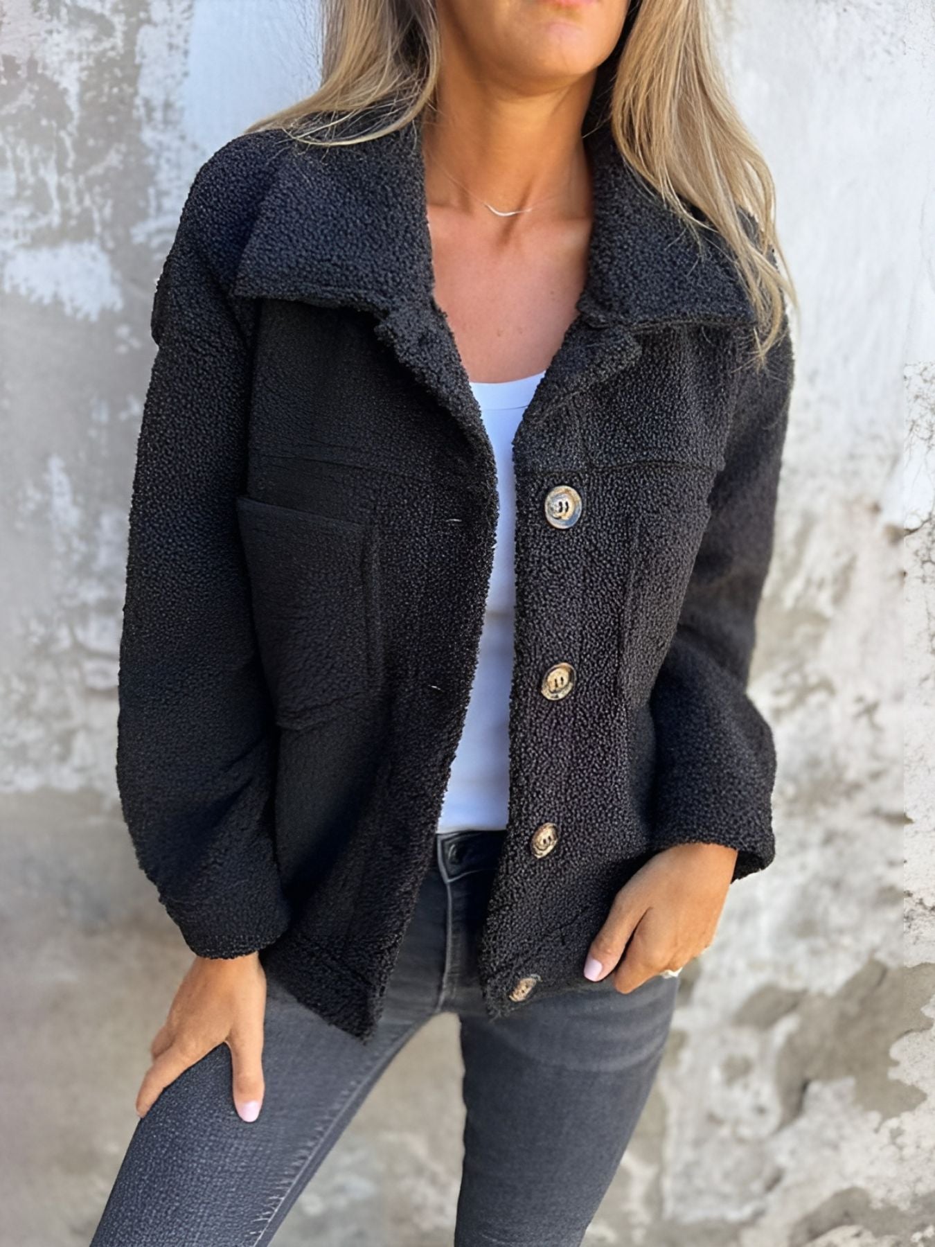 Lea | Varm & stilfuld teddyfrakke