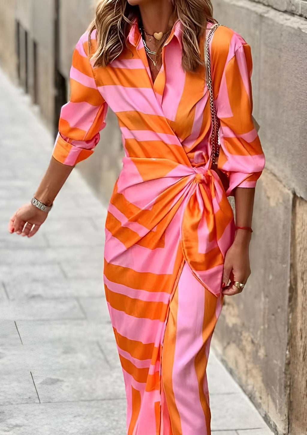 Amelia | Stribet Omslagskjole