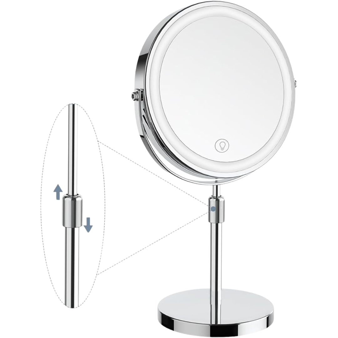 LumiGlow Pro Intelligent makeupspejl med justerbart LED-lys og 10x forstørrelse