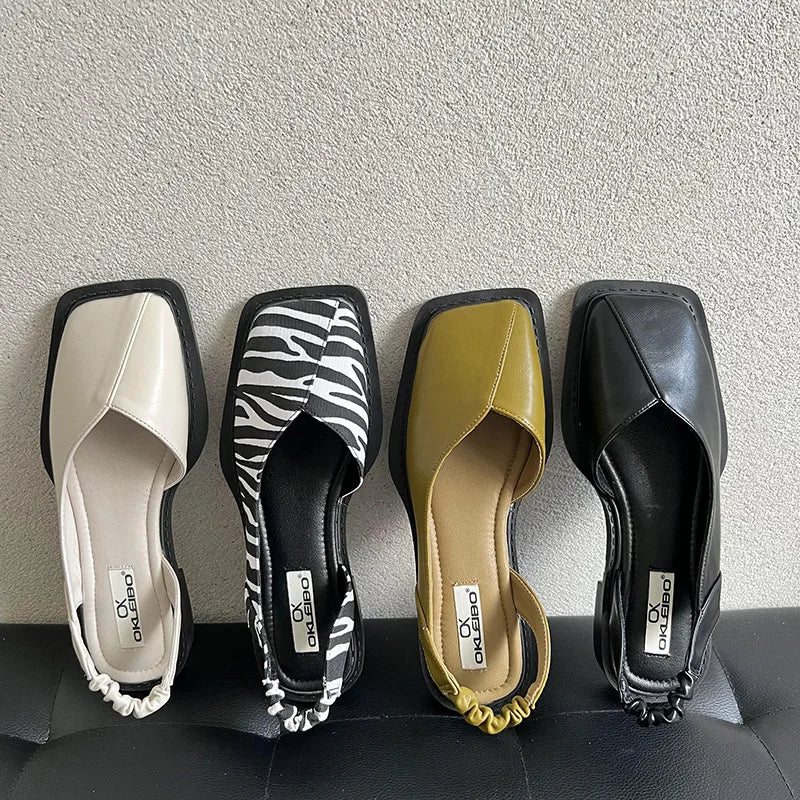 Lea | Slingback Sandaler med Firkantet Tå