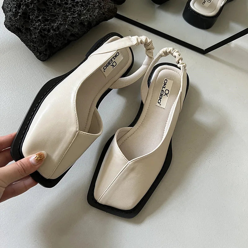 Lea | Slingback Sandaler med Firkantet Tå