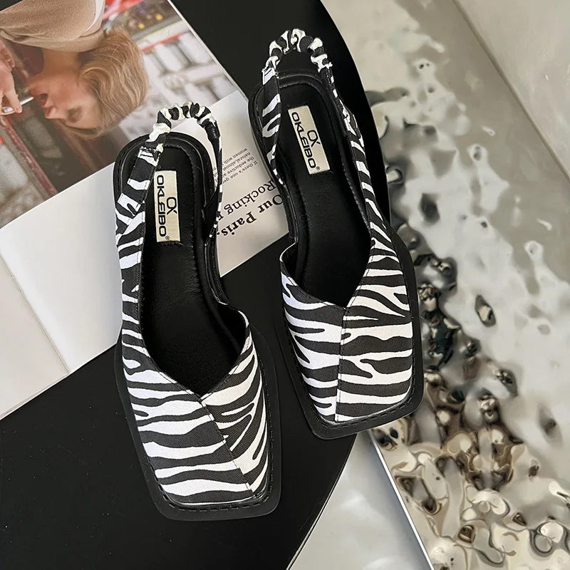 Lea | Slingback Sandaler med Firkantet Tå