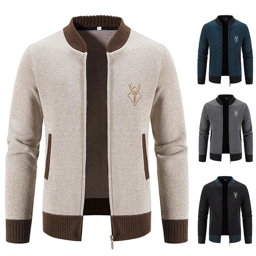 August | Strikket Herrecardigan med Hjortemotiv