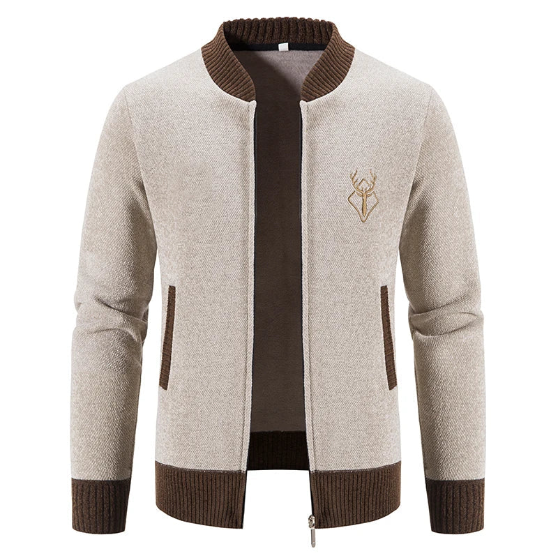 August | Strikket Herrecardigan med Hjortemotiv