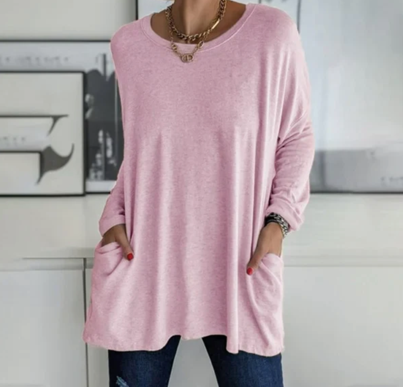 Ava | Casual Oversized Tunic Top med lommer