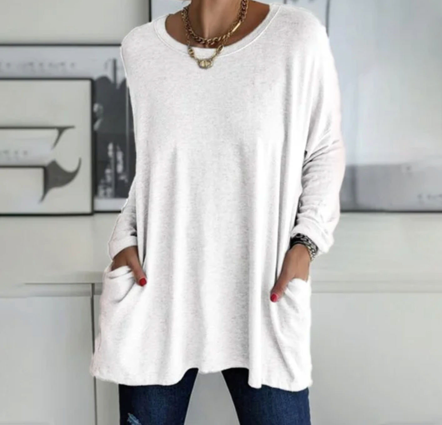 Ava | Casual Oversized Tunic Top med lommer