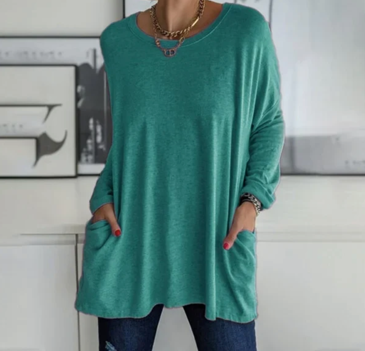 Ava | Casual Oversized Tunic Top med lommer