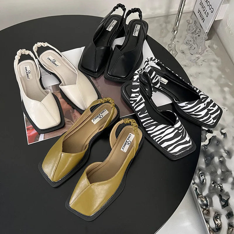 Lea | Slingback Sandaler med Firkantet Tå