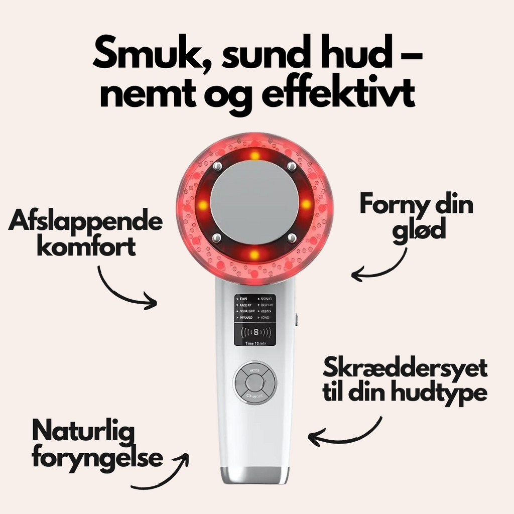 LumiTone 6-i-1 EMS Ansigtsmassageapparat med Rødlysterapi (Inkl. gratis handsker)