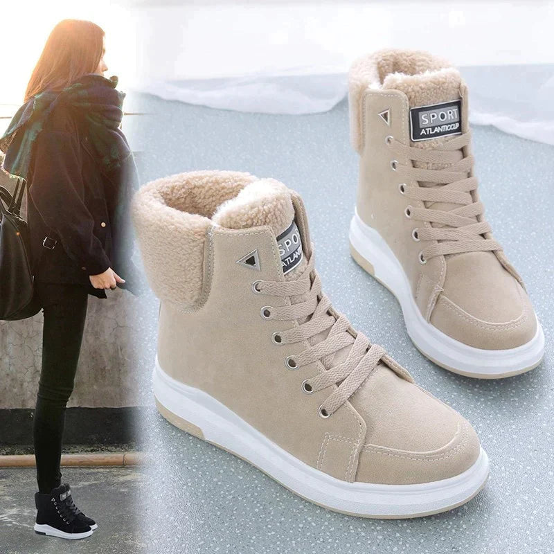 Nanna | Hyggelige Højhælede Sneakers i imiteret pels