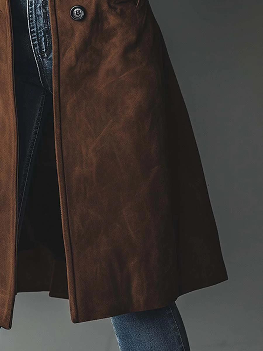 Teresa | Suede Trenchcoat i Vintage-stil