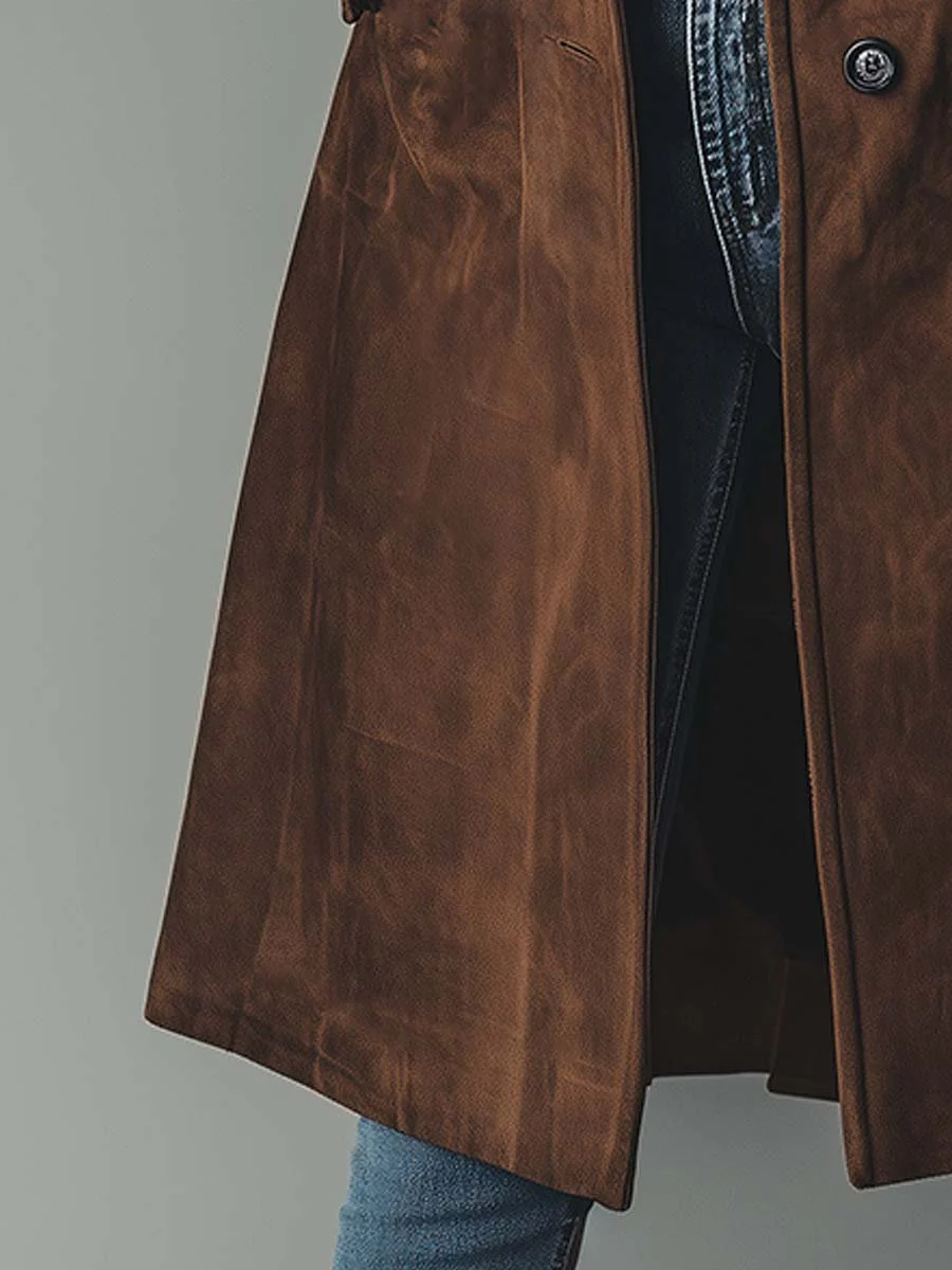 Teresa | Suede Trenchcoat i Vintage-stil