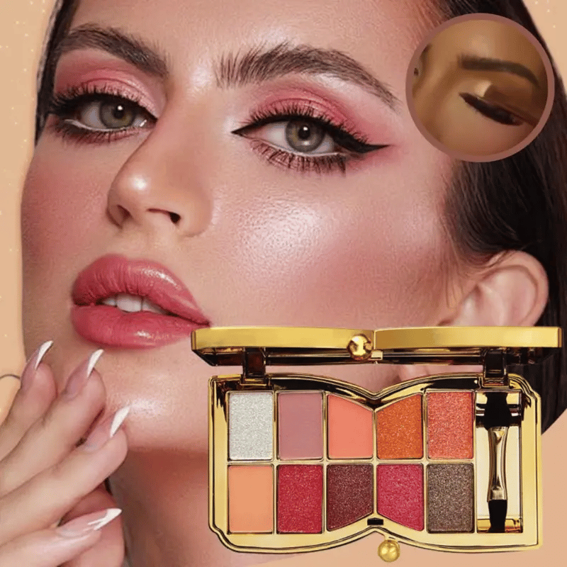 Glitterøjenskyggepalette med 10 farver