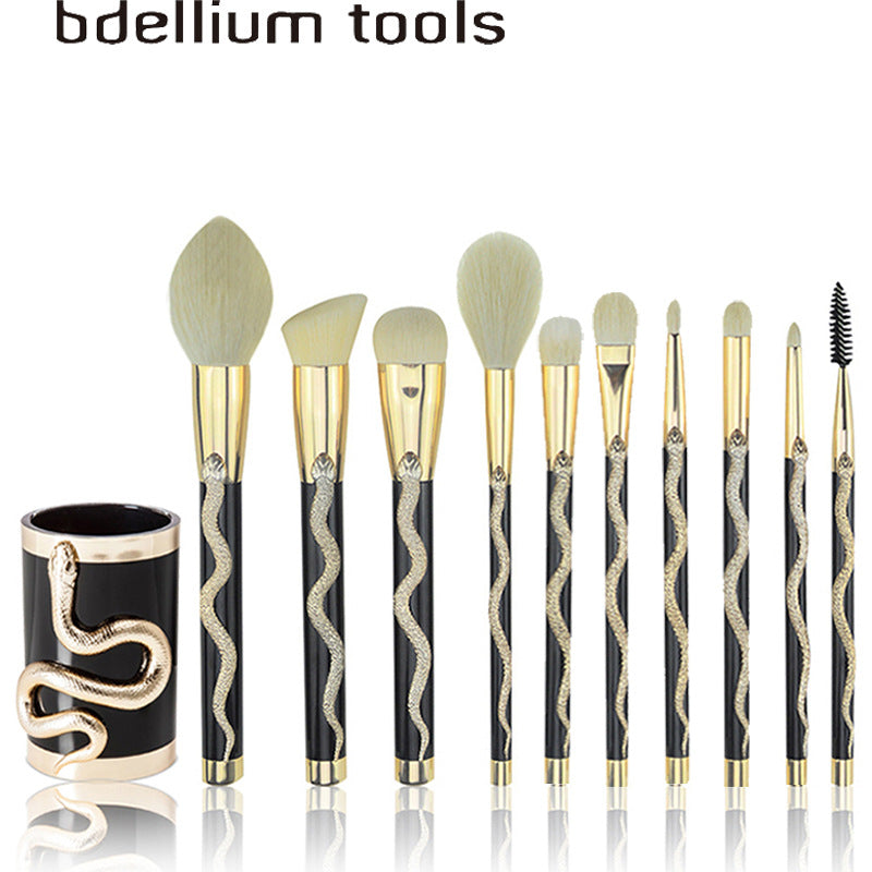 10-delt makeuppenselsæt med 3D slangedesign