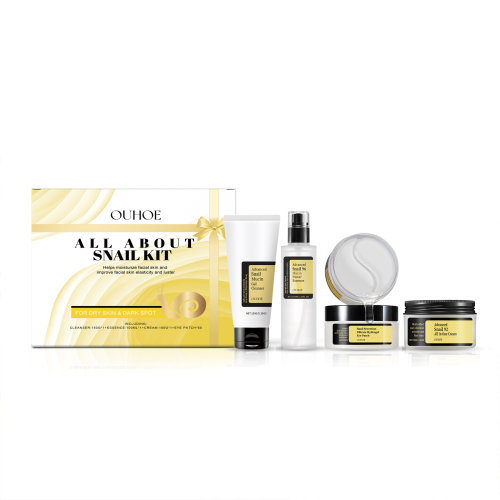 Snegle plejesæt med rens, serum, creme og øjenpads