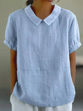 Amalie | Casual Bluse med Krave og Pufærmer