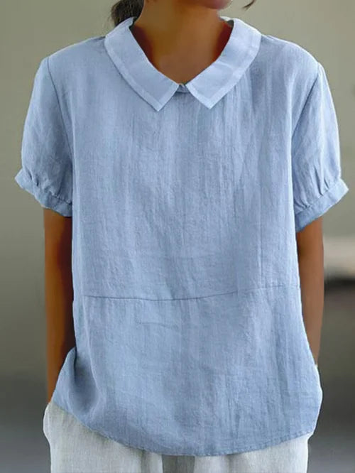 Amalie | Casual Bluse med Krave og Pufærmer