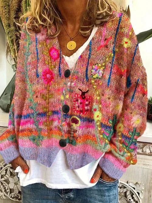 Petal – Blomstret cardigan med broderi