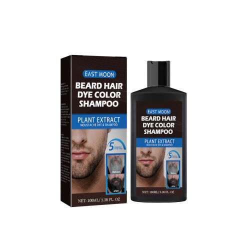 Sort skæg- og hårfarveshampoo