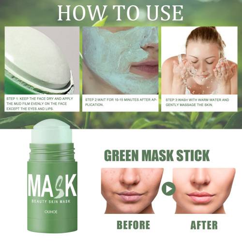 Grøn te lermaske-stick til porer
